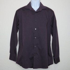 Kenneth Cole*Men's Long Sleeve Button Down Curved Hem Stipe Shirt~Size 16(32/33)